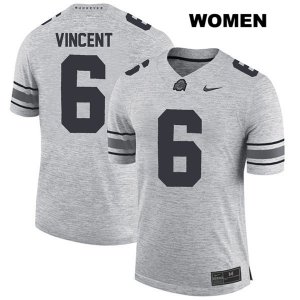 Women's NCAA Ohio State Buckeyes Taron Vincent #6 College Stitched Authentic Nike Gray Football Jersey JS20N57QO